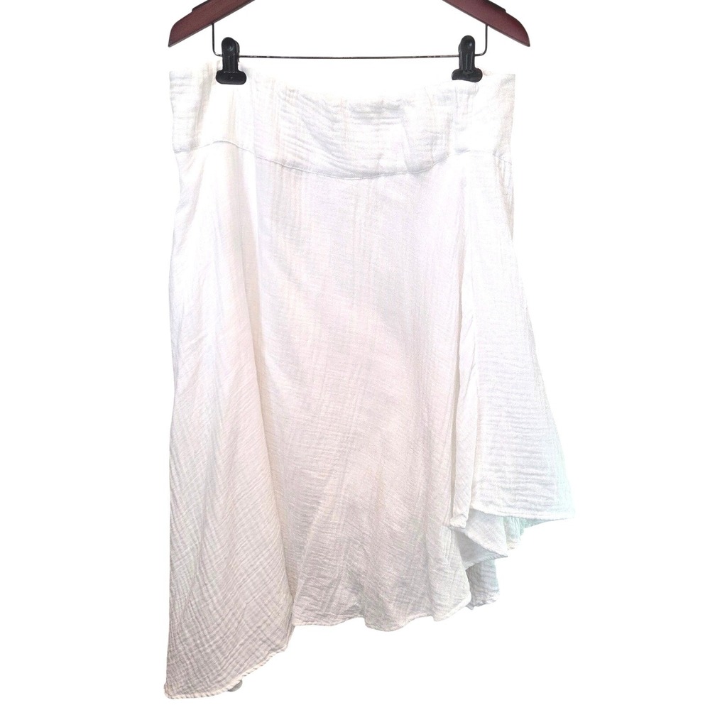 Soft Surroundings White Gauze Asymmetrical Handkerchief Hem Midi Skirt Boho PXL - Picture 5 of 7